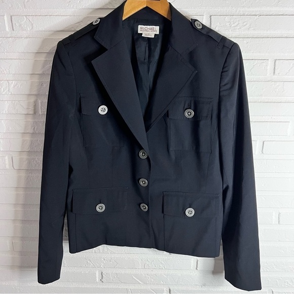 Michael Michael Kors Black Wool Blend Button Up Sports Blazer, Women’s Size 10 - Picture 2 of 9